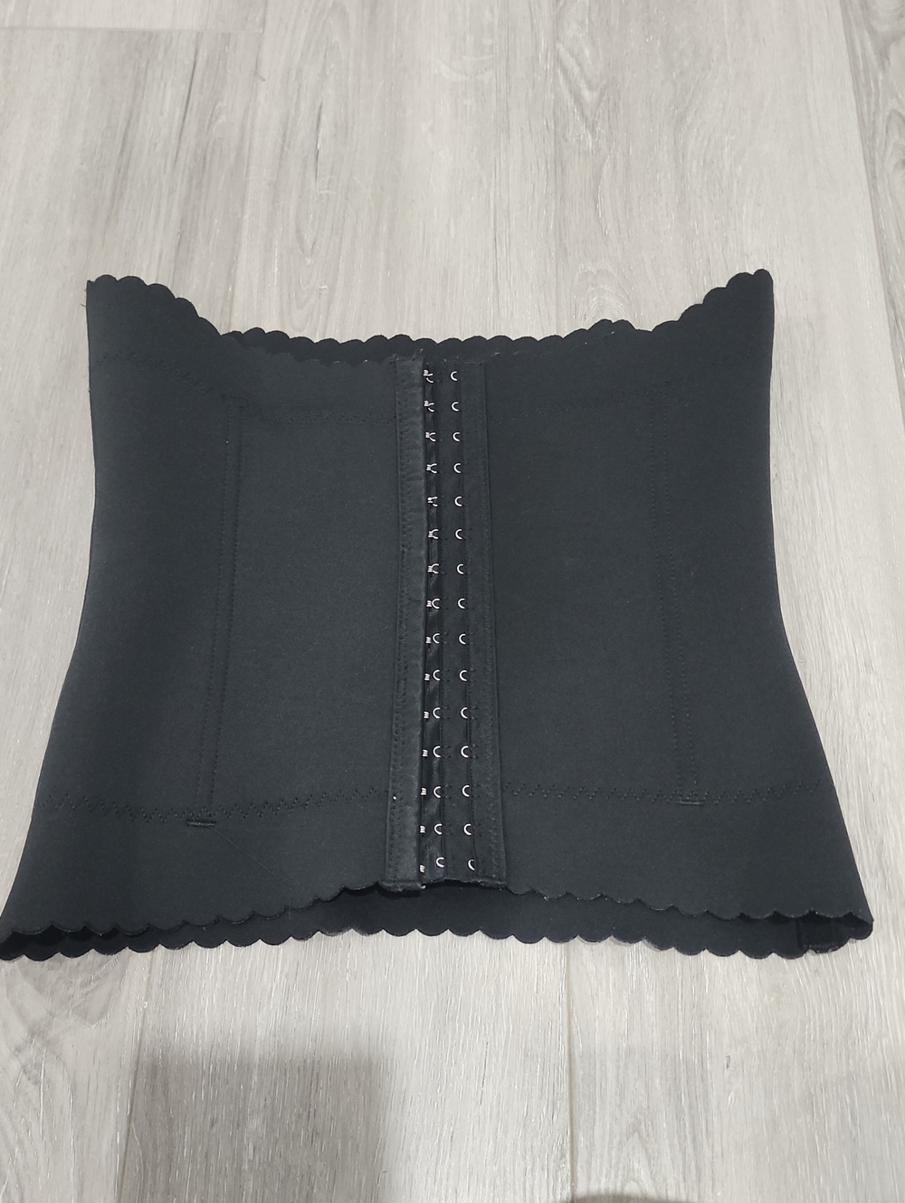 Black Waist Trainer Cincher with Scalloped Trim